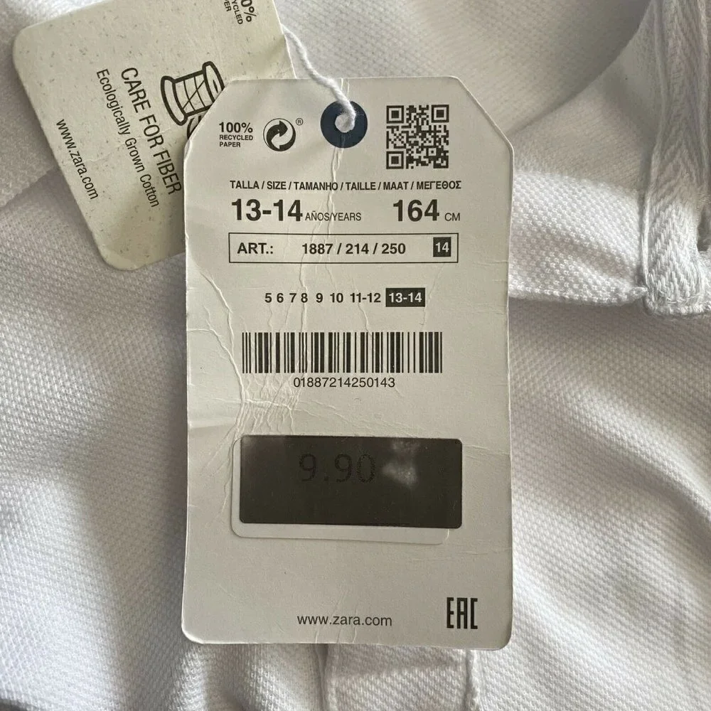 Zara Kids Collection White Polo Shirt Long Sleeves